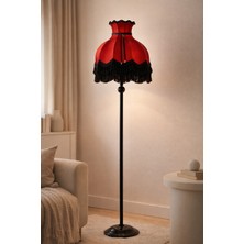 Aura Siyah Kırmızı Klasik Lambader - Altın Ayak