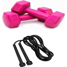 Feyza Design 1 kg Dambıl ve Atlama Ipi Seti, Ev ve Spor Alanı Için Egzersiz Seti