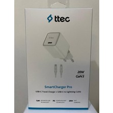 2TC20LB TTEC SMARTCHARGER 20W PD GAN SEYAHAT HIZLI ŞARJ ALETI + USB-C - LIGHTNING 150CM Kablo