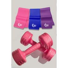 Feyza Design 1 kg Dambıl Seti ve 3'lü Pilates Elastik Bantları ile Sağlıklı Egzersiz