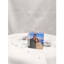 Plexim Kişiye Özel Şeffaf Pleksi Anahtarlık - Kare – Fotoğraflı