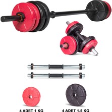 Feyza Design Kırmızı Siyah 13 kg Spor Halter ve Dambıl Seti - Güç ve Performans