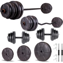 Feyza Design Eğitimi Destekleyen 48 kg Z Bar Dambıl ve Fitness Ağırlık Seti