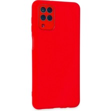 Öz Teknoloji Oztek  Samsung Galaxy A22 Kılıf Lansman Glass Kapak - Kırmızı 525419