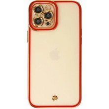 Öz Teknoloji Oztek  Iphone 12 Pro Kılıf Liva Lens Silikon - Kırmızı 525419