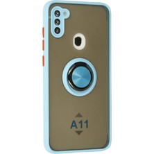 Öz Teknoloji Oztek  Samsung Galaxy A11 Kılıf Montreal Yüzüklü Silikon Kapak - Buz Mavi 525419