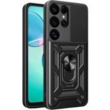 Öz Teknoloji Oztek  Samsung Galaxy S25 Ultra Kılıf Pars Lens Yüzüklü Silikon - Siyah 525419