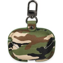 Öz Teknoloji Oztek  Airpods Pro 2 (2.nesil) Çanta Kamuflaj Deri Kılıf - Yeşil 525419