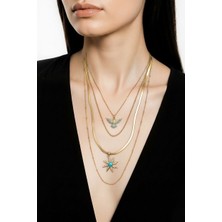 Çelik Kadın Vıp Seri Kararmaz Anka Kuşu ve Yıldız Uçludörtlü Kolye