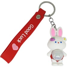 Karahanbey Figürlü ve Işıklı Silikon Anahtarlık - Tavşan - Kırmızı (Lisinya)