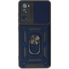 Marsilyan  Samsung Galaxy S20 Fe Kılıf Pars Lens Yüzüklü Silikon - Lacivert
