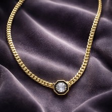 Çelik Kadın 14 K Ezme Gurmet Zincirli Çağla Kolye