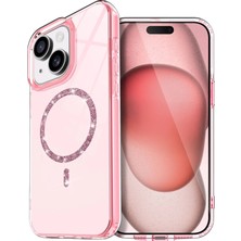 Marsilyan  Apple iPhone 14 Live Diamond Magsafe Kapak - Pembe