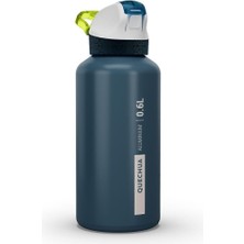 Feyza Design Çocuklar Için 0.6 L Lacivert Pipetli Alüminyum Matara, Tek Elle Açılır