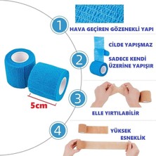 Feyza Design Yapışkan Bandaj Mavi 5cm x 4,5m, Esnek ve Güvenilir Sargı Çözümü