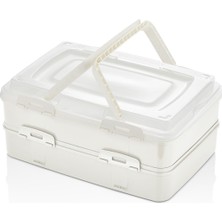 Yazıcı 2 Katlı Borcam Taşıma Kabı – Büyük Boy, Börek Pasta ve Piknik Için Kapaklı Taşıma Kabı