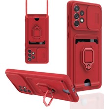 Newface Samsung Galaxy A33 5g Kılıf Zuma Kartvizitli Yüzüklü Silikon - Kırmızı