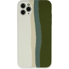 Marsilyan  iPhone 11 Pro Kılıf Ebruli Lansman Silikon - Beyaz-Yeşil