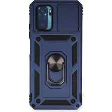 Newface Xiaomi Redmi Note 10 Kılıf Pars Lens Yüzüklü Silikon - Lacivert