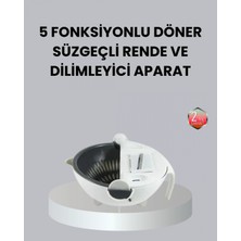 Marsilyan Döner Mekanizmalı 5’i 1 Arada Süzgeçli Rende Sebze Meyve Doğrama Cihazı
