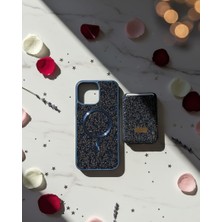 KumOziShop iPhone 15 Promax Uyumlu Magsafe ve Mıknatıs Özellikli Taşlı Cüzdanlı Premium Kılıf