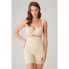 Marsilyan  Mikro Kumaş Beli Yapıştırma Paçaları Silikon Bantlı Paçalı Sıkı Şort Korse