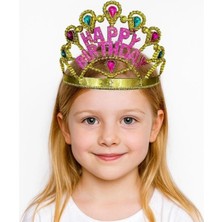 Marsilyan Altın Renk Happy Birthday Yazılı Doğum Günü Tacı 60 cm