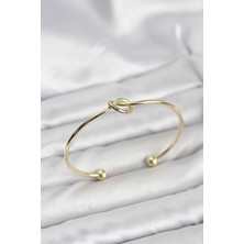 Nehir Düğüm Model Pirinç Gold Renk Kadın Bileklik