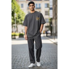 Strength Wear Day Baskılı Oversize Gri T-Shirt