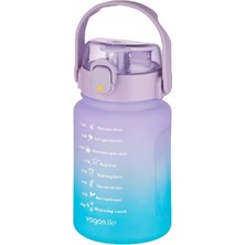 Feyza Design Çift Renkli 1000ML Motivasyon Matara, Pipetli ve Pipetsiz Kullanım