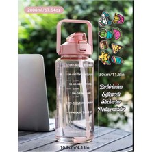 Feyza Design 2l Pipetli Spor Su Matarası, Motivasyonel Tasarım, Sağlıklı Içme Şişesi