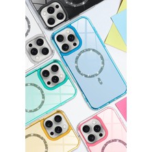 Marsilyan  Apple iPhone 12 Live Diamond Magsafe Kapak - Mavi