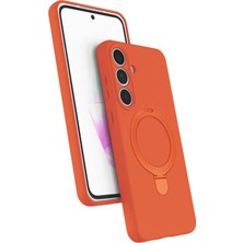 Newface Samsung Galaxy S24 Fe Regal Magsafe Standlı Kapak - Turuncu