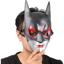 Marsilyan Kırmızı Gözlü Siyah Batman Maske - Lastikli Batgirl Maskesi 28X17 cm