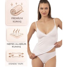 Bipamuk Kadın Beyaz Modal Atlet Külot Takımı Yumuşak Nefes Alan Terleme Yapmayan Premuım Kumaş