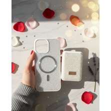 KumOziShop iPhone 15 Promax Uyumlu Magsafe ve Mıknatıs Özellikli Taşlı Cüzdanlı Premium Kılıf