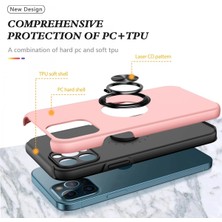 Marsilyan  iPhone 12 Pro Kılıf Elit Yüzüklü Kapak - Pembe