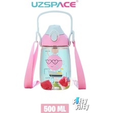 Feyza Design Çocuklar Için 500 ml Tritan Boyun Askılı Su Matara Kutulu