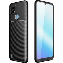 Newface Realme C21 Kılıf Auto Focus Karbon Kapak - Siyah