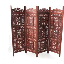 İsmiyle Al Ahşap Maun Rengi El Oyması Paravan