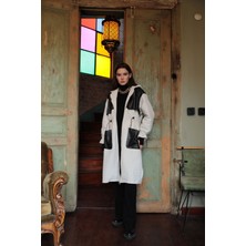 Modanı Seç Deri Kumaş Garni Detay Jakar Kadın Trençkot-Bej