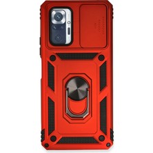 Newface Xiaomi Redmi Note 10 Pro Kılıf Pars Lens Yüzüklü Silikon - Kırmızı