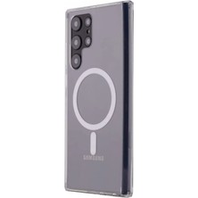 Newface Samsung Galaxy S22 Ultra Kılıf Magneticsafe Şeffaf Silikon - Şeffaf