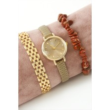 Ahes Shopping Kayışlı Bayan Kol Saati ve Bileklik Kombini