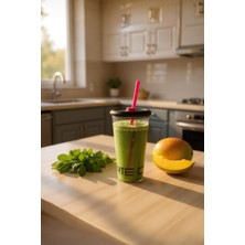 Feyza Design Çiftli Cam Su Şişesi, Süzgeçli ve Pipetli, 800 Ml, Spor ve Kamp Için