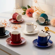 Acar Milla 6 Kişilik Renkli Porselen Kahve Fincanı Takımı – 90 ml