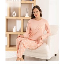 Pijamoni Kadın Milan Bisiklet Yaka Uzun Kol Ince Pijama Takımı 7575/8 - 1 Adet