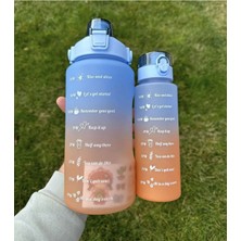 Feyza Design 2'li Su Matara Seti, 2l ve 900ML, Spor ve Günlük Kullanım Için Hediye Stickerli