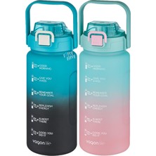 Feyza Design 2'li Büyük Boy Motivasyon Matara Seti, 1500 Ml, 4 Renk Seçeneği