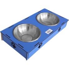 Pazarcan Ahşap Sehpalı Ikili Devrilmez Kedi Köpek Su ve Kabı 34 cm - 300 ml